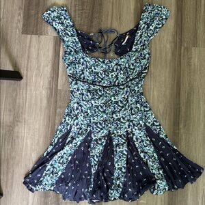 Free People Blue Floral Backless Dress